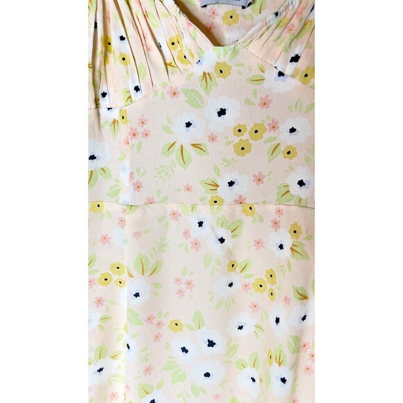 With Jéan Floral Mini Sundress Cream Peach Pansy Print Spaghetti Straps, Medium - Picture 11 of 11